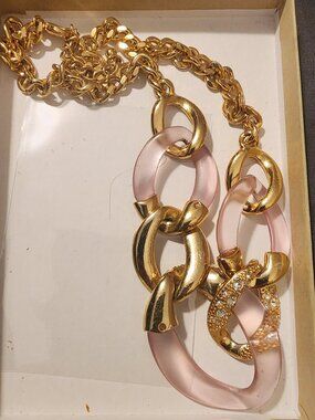 Park Lane Blush Acryllic and Goldtone Necklace with Austrian Crystals